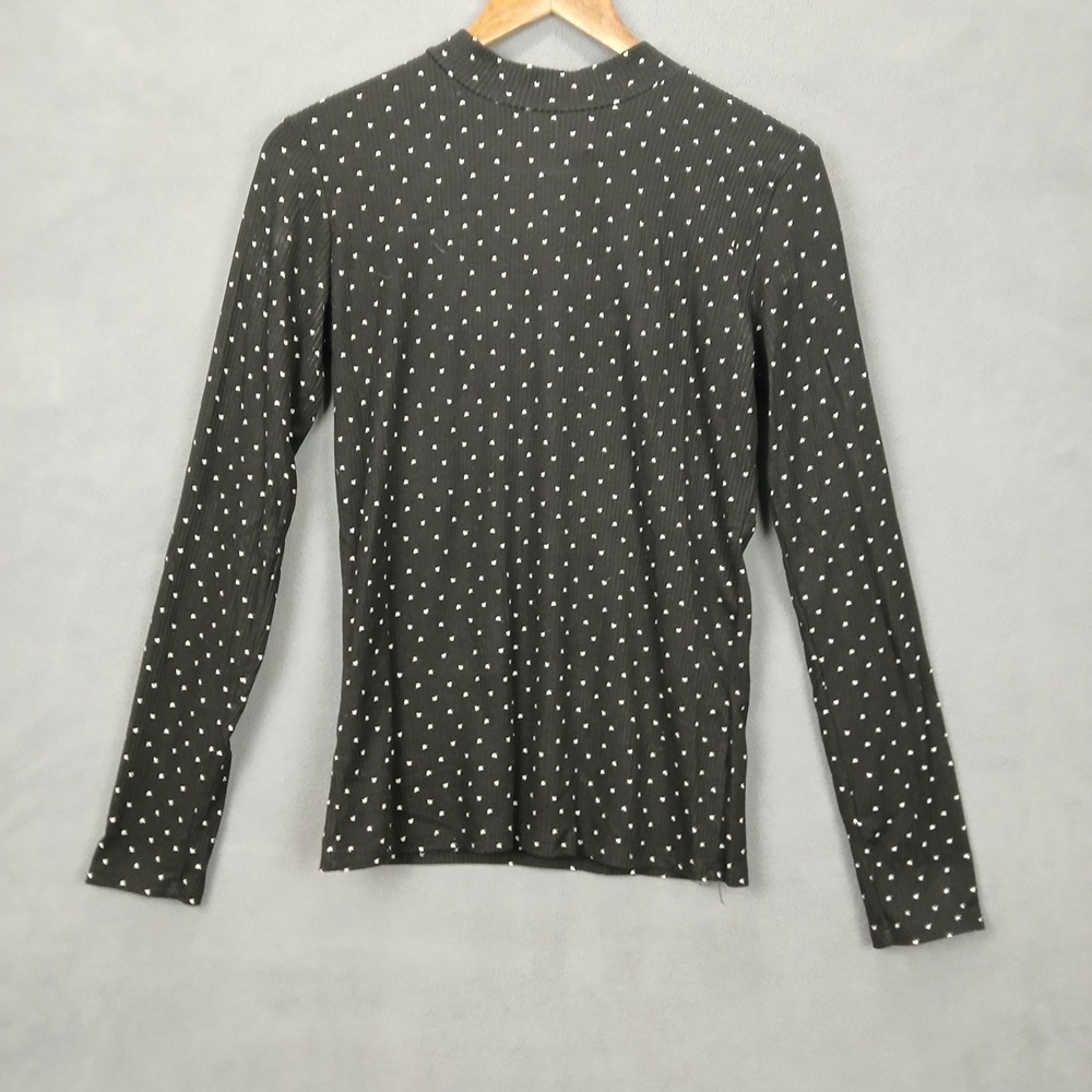 If She Loves Womens M Heart Print Cute Fashion‎ Long Sleeve Casual Mock Neck